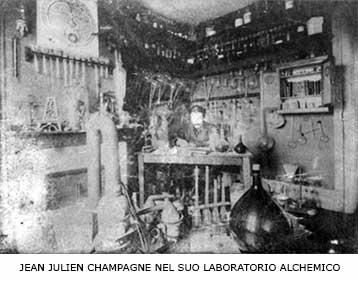 JEAN JULIEN CHAMPAGNE NEL SUO LABORATORIO ALCHEMICO